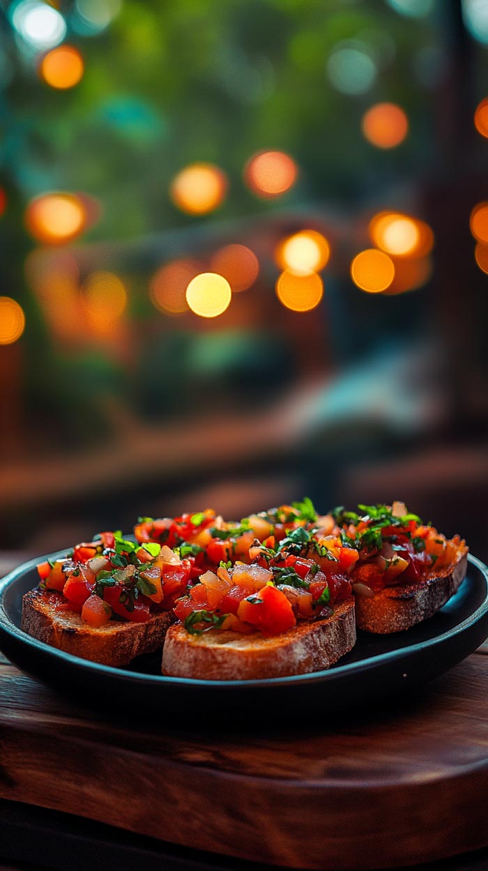 Bruschetta mit frischen Zutaten.