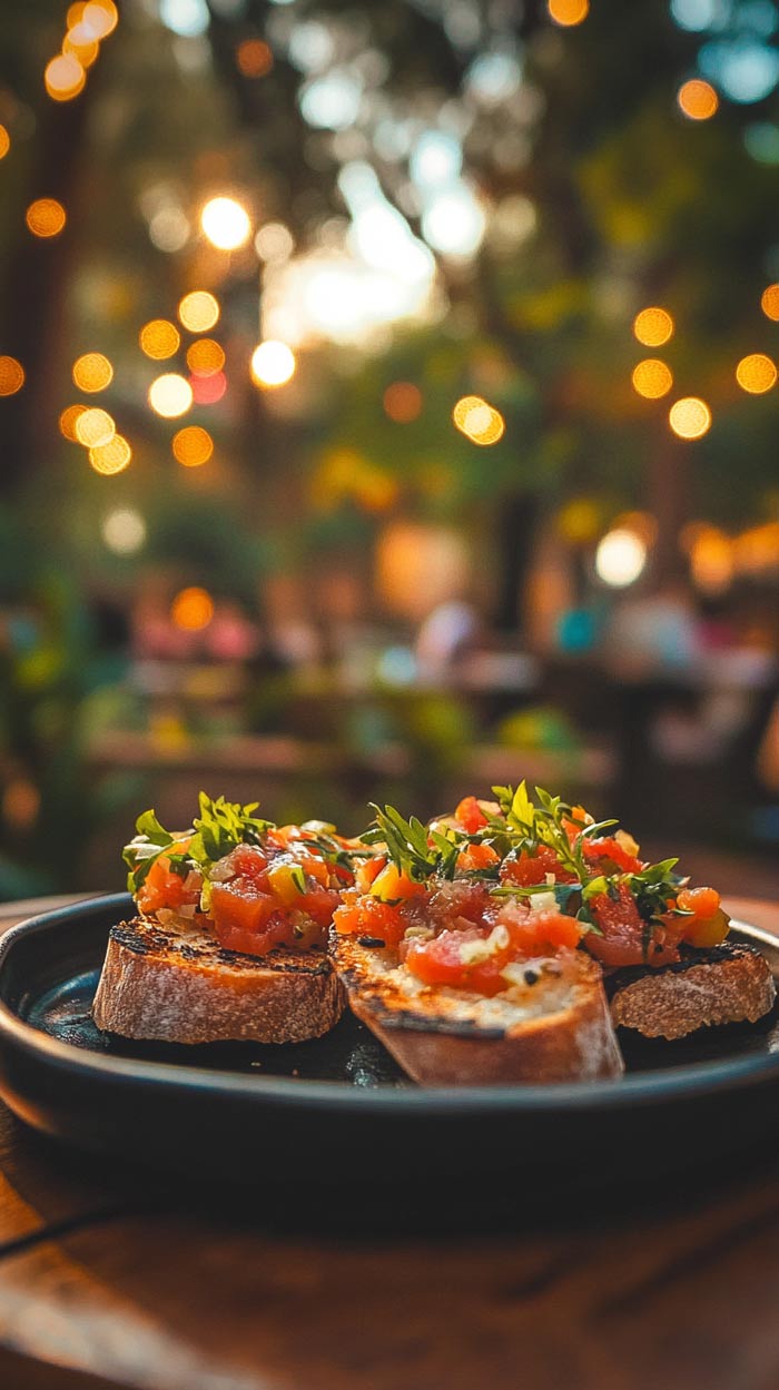 Nahaufnahme von Bruschetta.